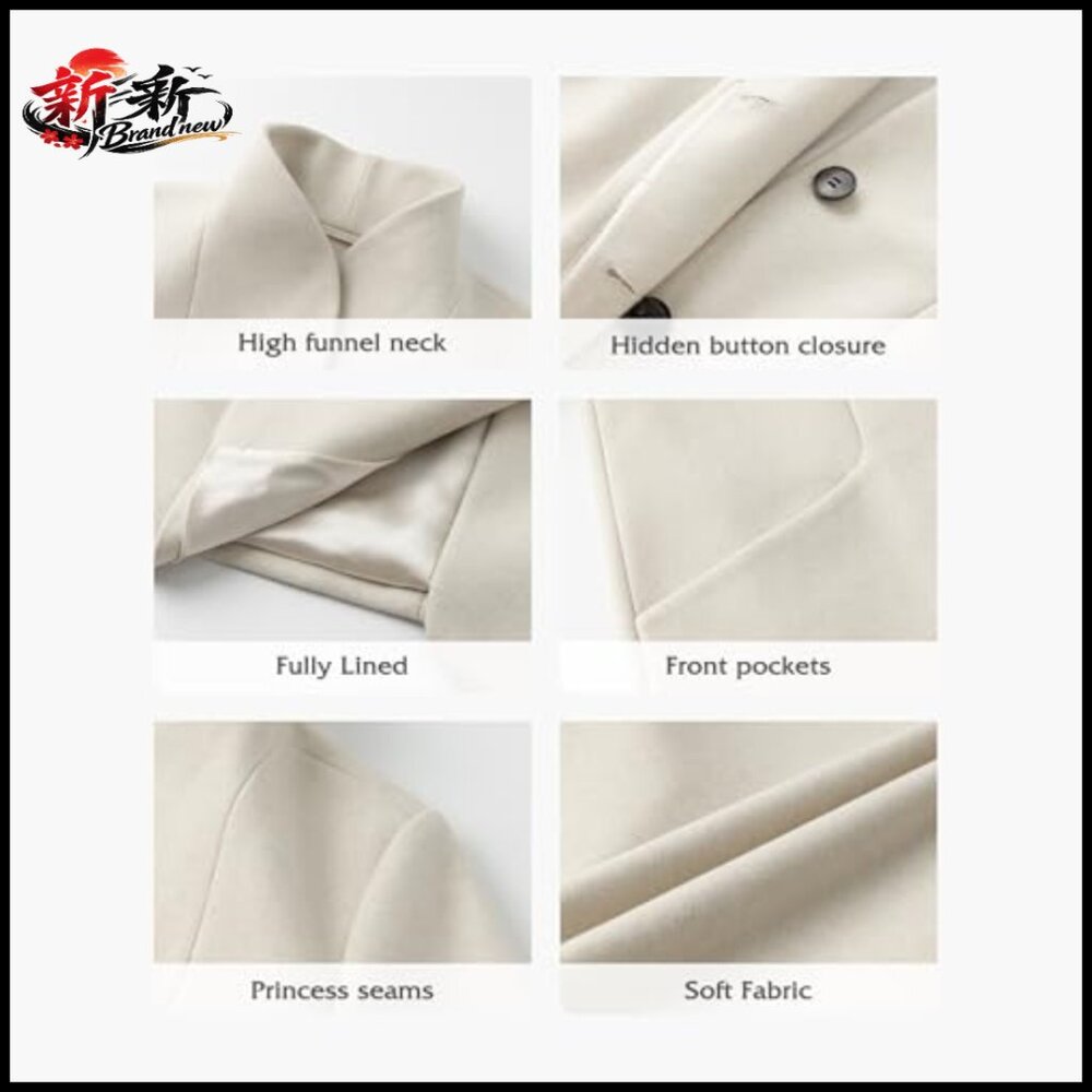 Polyester Trench Coat with Hidden Button Stand Co… - image 6